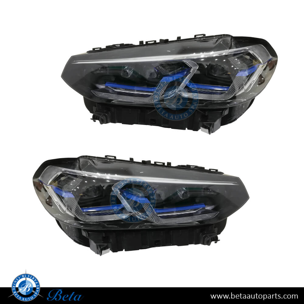 Headlamp Upgrade From Adaptive LED to 2022 LCI Laser Look for BMW X3 / X4 2018-2021 models, Part Number 63117466119 / 63117466120 Headlamp Upgrade From Adaptive LED to 2022 LCI Laser Look for BMW X3 / X4 2018-2021 models, Part Number 63117466119 / 63117466120